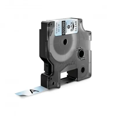 DYMO Industrie-Schriftband 622289 | 12mm x 5,5m | Schwarz auf Transparent | Polyesteretikett | für Rhino