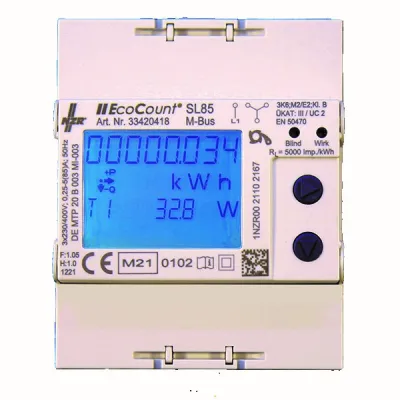 NZR Drehstromzähler EcoCount SL 5/1A 43420405 | elektronisch | M-Bus | MID | Hutschienenzähler | 5A | geeicht