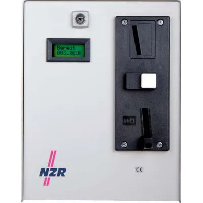 NZR Zeitmünzzähler ZMZ 0215 | Modell 71530171 | Münzeinwurf 0,50 € | 230V | 16A | Edelstahl | Falschgeldauswurf | Silber
