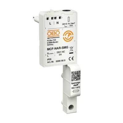 OBO Bettermann Adapter Spannungsabgriff MCF-NAR-SMG 5096900 | 5A Feinsicherung | 6,3x32 mm | inkl. 2 Buchsenstecker