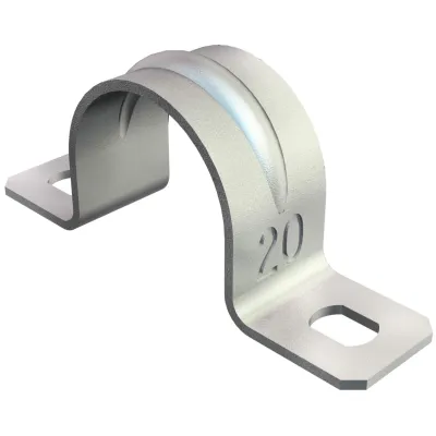 OBO Bettermann Befestigungsschelle 605 7 G | 7mm | Stahl verzinkt | zweilappig | Schraubloch | UV-beständig