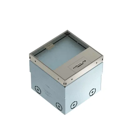 OBO Bettermann Bodensteckdose UDHOME2 GV15V | 2-fach VDE | 140x140 mm | Edelstahl | Bodenbelagaussparung 15 mm