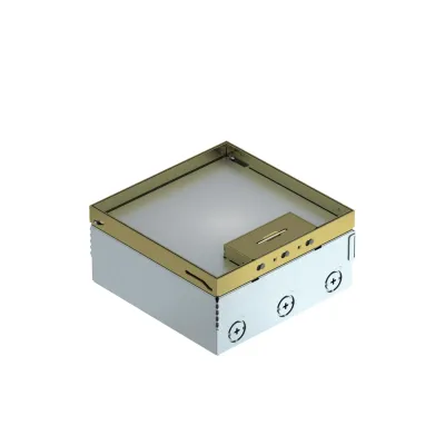 OBO Bettermann Bodentank UDHOME4 2M V 7427204 | 3-fach VDE-Steckdose | Messing | 199x199 mm | IP20