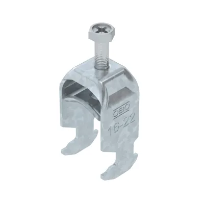 OBO Bettermann Bügelschelle BS-H1-M-22 FT 2056 | 16-22mm | Stahl feuerverzinkt | C-Profilmontage | 1 Kabel | halogenfrei