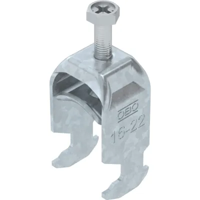 OBO Bettermann Bügelschelle BS-H1-M-22 FT 2056 | 16-22mm | Stahl feuerverzinkt | C-Profilmontage | 1 Kabel | halogenfrei
