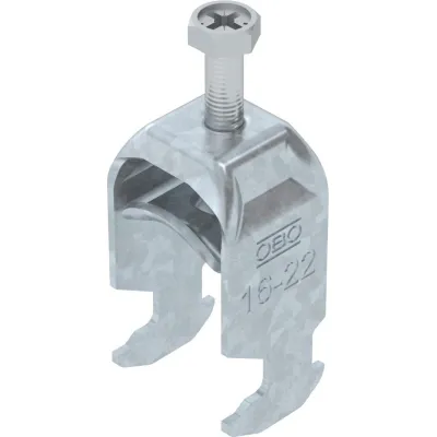 OBO Bettermann Bügelschelle BS-H1-M-22 FT 2056 | 16-22mm | Stahl feuerverzinkt | C-Profilmontage | 1 Kabel | halogenfrei