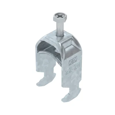 OBO Bettermann Bügelschelle BS-H1-M-28 FT 2056 | 22-28mm | Stahl feuerverzinkt | C-Profil Montage | halogenfrei