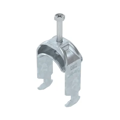 OBO Bettermann Bügelschelle BS-H1-M-40 FT | C-Profil | 34-40mm | Stahl verzinkt | 1-fach | halogenfrei | Kabelmontage
