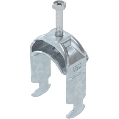 OBO Bettermann Bügelschelle BS-H1-M-40 FT | C-Profil | 34-40mm | Stahl verzinkt | 1-fach | halogenfrei | Kabelmontage