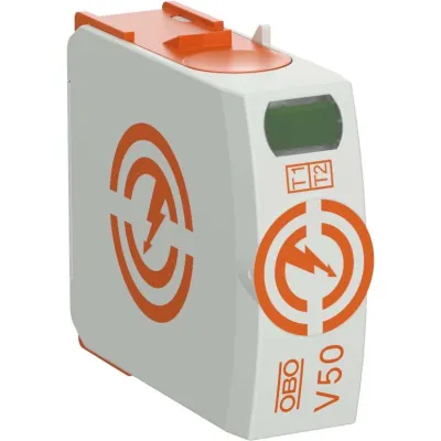 OBO Bettermann Kombi-Ableiter V50-0-280 | Typ 1+2 | 1-polig | 12,5kA | 280V AC | Hutschiene | IP20 | steckbar