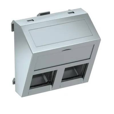 OBO Bettermann Datentechnikträger DTS-02C AL1 6119290 | RJ45 Modul Typ C 2-fach | 45x45mm | Kunststoff alu lackiert