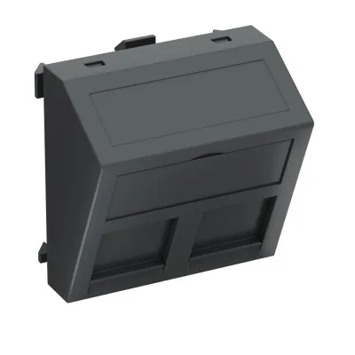 OBO Bettermann Datentechnikträger DTS-2C SWGR1 | Keystone Modulträger RJ45 2-fach | 45x45mm | IP20 | schwarzgrau