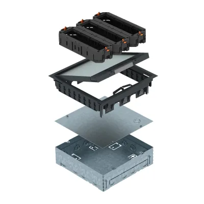 OBO Bettermann UDHOME GES9 9011 | Geräte-Modul 45 | 2x Doppel-Steckdose | IP20 | 264x264x80 mm | graphitschwarz