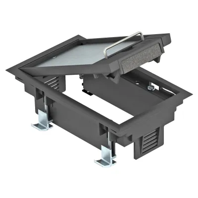 OBO Bettermann Geräteeinsatz GES2 DB 9011 | Doppelboden-Einbau | 1-fach | Kunststoff | IP20 | 194x118 mm | RAL 9011