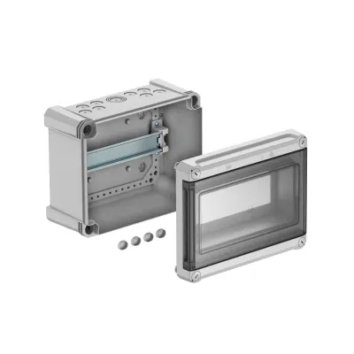 OBO Bettermann Kleinverteiler SDB 09L PS | Aufputz 1-reihig 9TE | IP66 | DIN-Schiene | transparent | Kunststoff