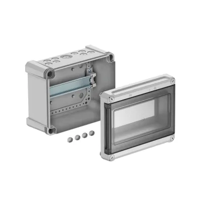 OBO Bettermann Kleinverteiler SDB 09L PS | Aufputz 1-reihig 9TE | IP66 | DIN-Schiene | transparent | Kunststoff