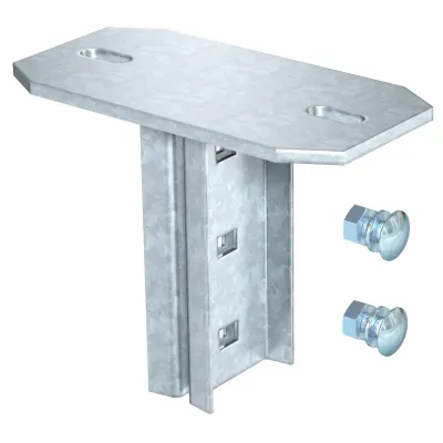 OBO Bettermann Kopfplatte KI 8 NOK FTK LGR für IS 8-Stiel | Schraubkopfplatte 90° | Stahl | lichtgrau RAL 7035