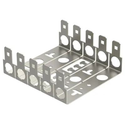 OBO Bettermann Montagewanne LSA-M 5084036 | für 5 Anschlussleisten | Rastermaß 22,5 mm | 110,5x105x42 mm | Stahl