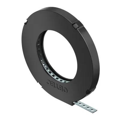 OBO Bettermann Montageband MZ024 PE l 14 | gelocht | kunststoffummantelt | Stahl | 10m Rolle | 5,1mm Loch | schwarz