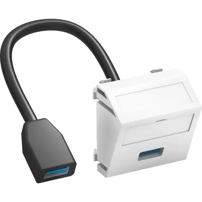 OBO Bettermann Multimediaträger MTS-U3A F RW1 | USB 3.0 Buchse-Buchse | 45x45mm | Beschriftungsfeld | reinweiß
