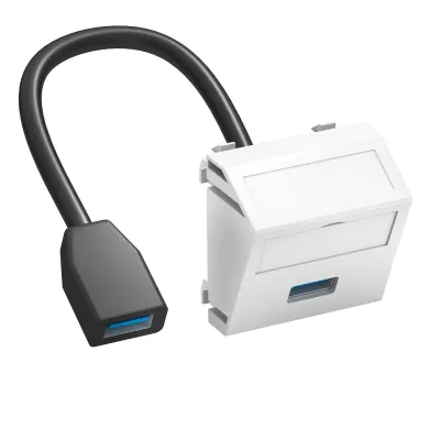 OBO Bettermann Multimediaträger MTS-U3A F RW1 | USB 3.0 Buchse-Buchse | 45x45mm | Beschriftungsfeld | reinweiß