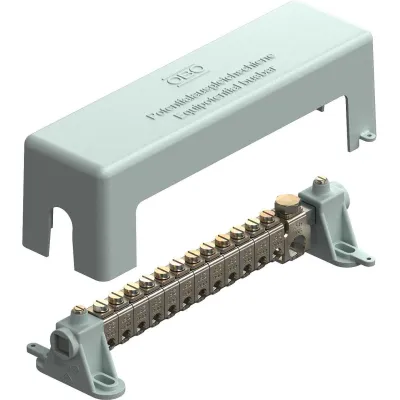OBO BETTERMANN Potentialausgleichsschiene 1801 12x25 1x95 | VDE 0185-305 | 217mm | Messing vernickelt | grau