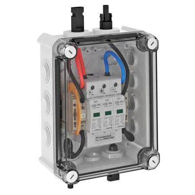 OBO Bettermann PV-Systemlösung PVG-C1000S100 | Typ 2 Kombiableiter MC4 | 1000V DC | 1x PV-String | IP66 | lichtgrau