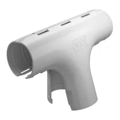 OBO BETTERMANN Quick-Pipe-T-Stück 3000 TMS M32 LGR | T-Abzweig Kunststoff | Steckmontage | halogenfrei | lichtgrau