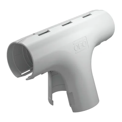 OBO BETTERMANN Quick-Pipe-T-Stück 3000 TMS M32 LGR | T-Abzweig Kunststoff | Steckmontage | halogenfrei | lichtgrau