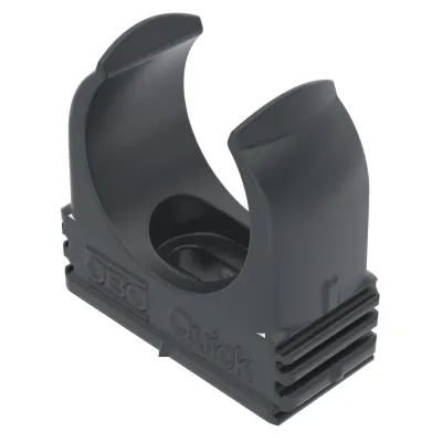 OBO Bettermann Rohrschelle 2955 M25 SW 2149567 | Quick-Schelle für 25 mm Rohr | Kunststoff | anreihbar | schwarz