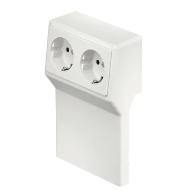 Rehau Geräteträger SL-K SL2GT20110 | 2-fach Schutzkontaktsteckdose | für Sockelleistenkanal 110x20mm | IP40 | RAL 9010