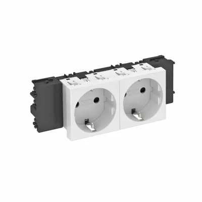 OBO Bettermann Steckdose 2-fach STD-D0C RW2 | Schuko Typ F | 16A 250V | reinweiß RAL 9010 | halogenfrei