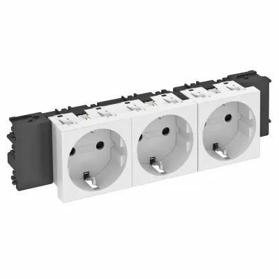 OBO Bettermann Steckdose 3-fach STD-D0C RW3 | Typ F | 16A 250V | erhöhter Berührungsschutz | reinweiß