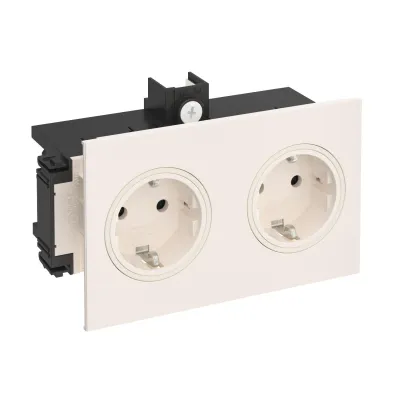 Rehau Steckdose 2-fach SIGNA IN BRK | Kanalsteckdose | erhöhter Berührungsschutz | 16A 250V | IP20 | cremeweiß