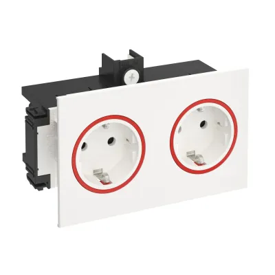 Rehau Steckdose 2-fach SIGNA IN BRK 2STD 6121020 | Kanalsteckdose | erhöhter Berührungsschutz | 16A 250V | IP20