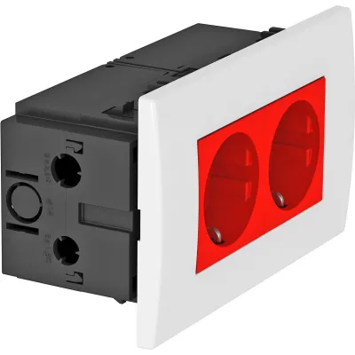 OBO Bettermann Steckdoseneinheit SDE-RW D0RT2 6119409 | 2-fach SCHUKO | 140x84mm | IP20 | für Rapid 80 | Signalrot