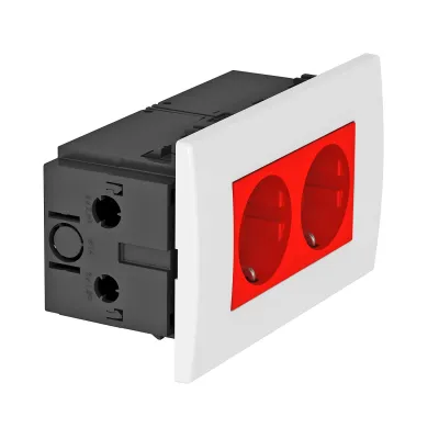 OBO Bettermann Steckdoseneinheit SDE-RW D0RT2 6119409 | 2-fach SCHUKO | 140x84mm | IP20 | für Rapid 80 | Signalrot