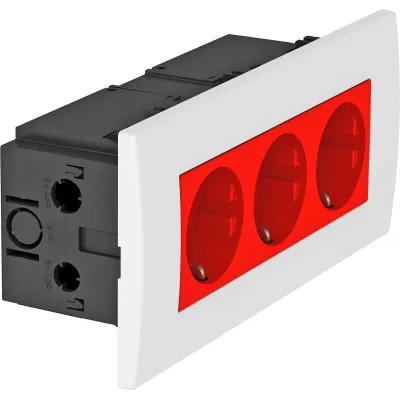 OBO Bettermann Steckdoseneinheit SDE-RW D0RT3 | 3-fach Steckdose Modul 45 | 84x185x59mm | IP20 | Kunststoff | signalrot