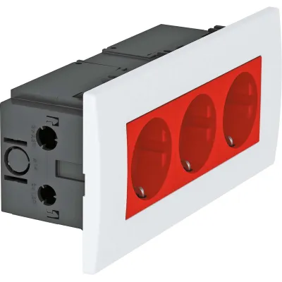 OBO Bettermann Steckdoseneinheit SDE-RW D0RT3 | 3-fach Steckdose Modul 45 | 84x185x59mm | IP20 | Kunststoff | signalrot