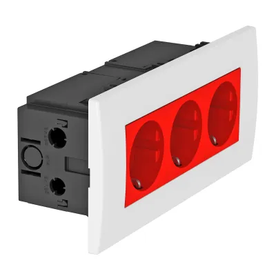 OBO Bettermann Steckdoseneinheit SDE-RW D0RT3 | 3-fach Steckdose Modul 45 | 84x185x59mm | IP20 | Kunststoff | signalrot