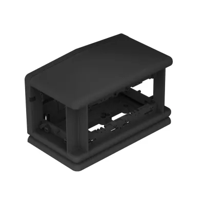OBO Bettermann Aufflur-Tank T4L00C 9011 | Einbaueinheit 4-fach | 225x126x137 mm | Polyamid | horizontal | graphitschwarz