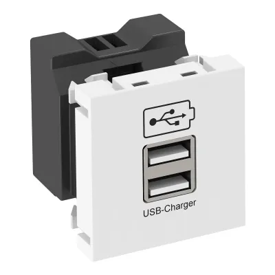 OBO Bettermann USB Ladegerät MTG-2UC2.1 RW1 | 2x USB Typ A | 2.1A Ladestrom | 45x45 mm | IP20 | RAL 9010 reinweiß