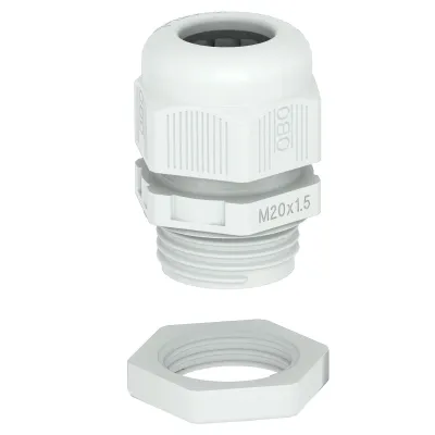 OBO BETTERMANN Kabelverschraubung V-TEC VM12+ LGR 2022762 | M12 metrisch | IP68 | Polyamid | 3,5-7 mm | RAL7035