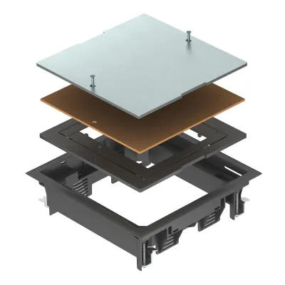 OBO Bettermann Zugdoseneinsatz ZES4-2 U10T 9011 | Blindverschluss quadratisch | 201x201 mm | Kunststoff | graphitschwarz