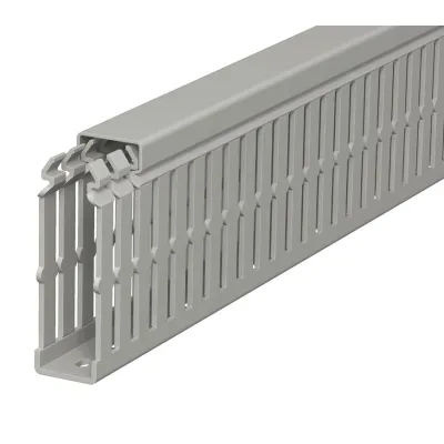 OBO Bettermann Verdrahtungskanal LKV N 75025 | 75x25x2000 mm | PVC | selbstverlöschend | Bodenlochung | RAL 7030
