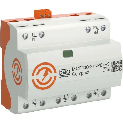 OBO BETTERMANN Kombi-Ableiter MCF100-3+NPE+FS | Typ 1+2 Überspannungsschutz | 100kA | 4-polig | 230V