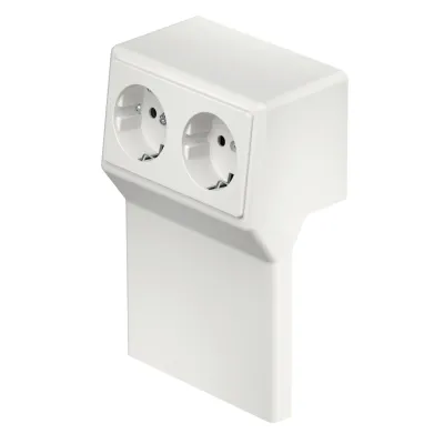 Rehau Geräteträger RD 2GT40105 | Doppelsteckdose Typ F | für Rauduo Sockelleistenkanal 40x105 mm | RAL 9010