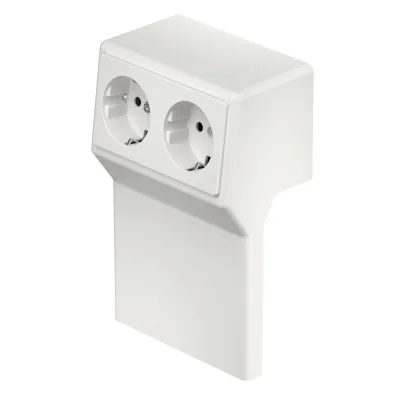 Rehau Geräteträger RD 2GT40105 | Doppelsteckdose Typ F | für Rauduo Sockelleistenkanal 40x105 mm | RAL 9010