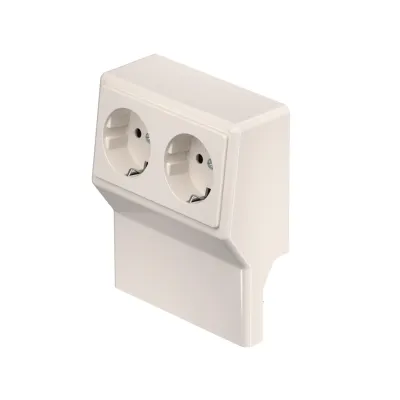 OBO Bettermann Gerätesockel SL 2GT2050 | 2-fach Steckdose für Sockelleistenkanal 50/70 mm | cremeweiß RAL 9001 | IP40
