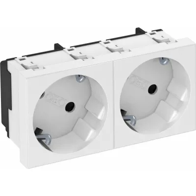 OBO Bettermann Steckdose 2-fach STD-D3S RW2 33° | Schutzkontakt | erhöhter Berührungsschutz | Steckklemme | RAL9010